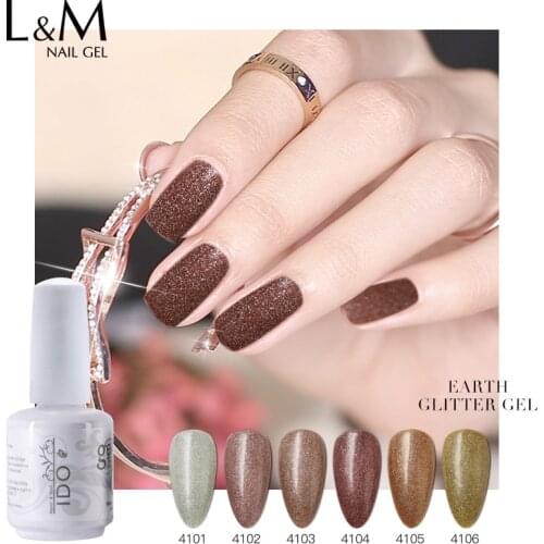 12pcs/set 15ML IDO Earth Glitter Gel Series Nails Gel Polish UV Soak Off LED 2-steps -color (base + earth color ) easy to make