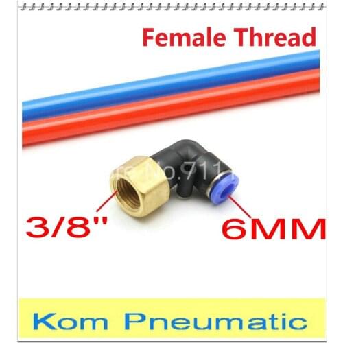 6mm To 3/8" Female Thread L Elbow Pneumatic Hose Gas Connector 90 degree PLF 6-03 Nylon Pipe Exhaust Joint Air Fitting 3/8 inch