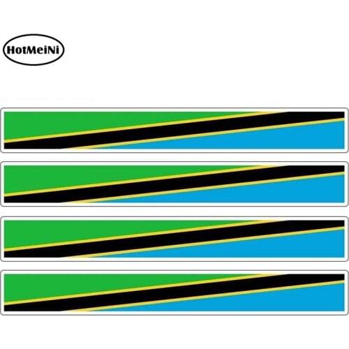 HotMeiNi 13cm x 1.7cm 4pcs Car Stripe Motorcycle Racing Flag Sticker Car Window Decal Bike Moto Tuning Tanzania Car Stickers
