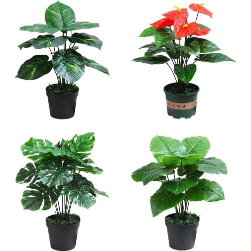 Artificial Plant Tropical Potted Palm Tree Leaves Fake Plants Balcony Green Bedroom Imitation Decoration Living Room Home Bonsai