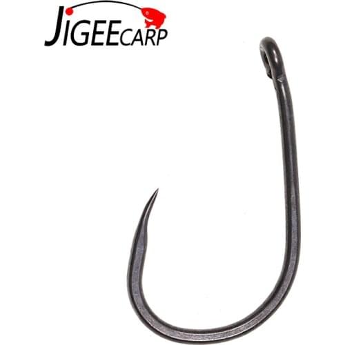 JIGEECARP 100pcs Barbless Carp Hooks Carp Fishing Hooks Non-barb Fishhooks for Carp Rig Hair Chod Zig Rig High Carbon Steel