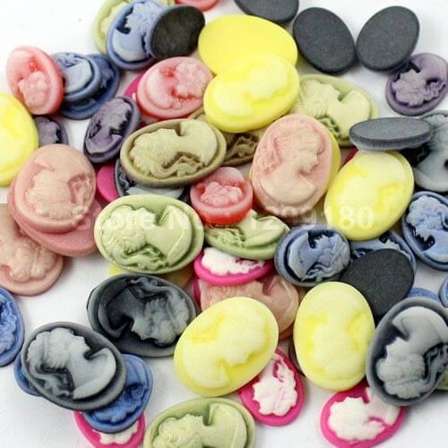 50pcs/lot Mix Size Style Flat Back Resin on Cameos Cabochons For Settings Blank DIY-Accessories 10x14mm13x18mm K01817