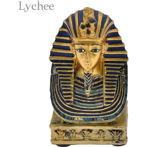 Lychee Life Vintage Pharaoh King Statue Ancient Egypt King Miniatures Home Living Room Decoration