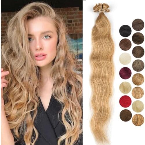 WIT Machine Remy U Nail Tip Natural Wave Keratin Natural Real Hair Extensions 20Inch 1g/s 16 Colors U Tip Human Fusion Hair