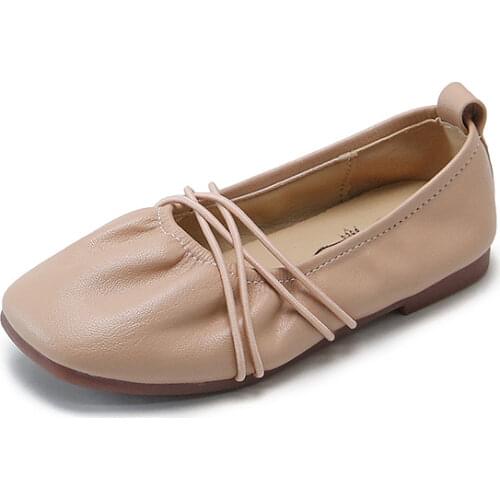 2021 Ins Hot Girls Leather Shoes Children Dress Shoes for Party Black Pink for Wedding Kids Flats Ruffles Pleated Loafers 21-35