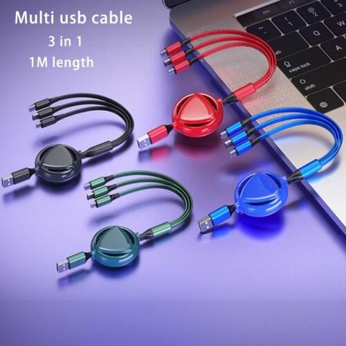 Multi 3 in 1 usb charge cable for huawei mate20 mate40 micro type c usb charging cord for samsung s8 s9 s10 s20 oppo vivo xiaomi