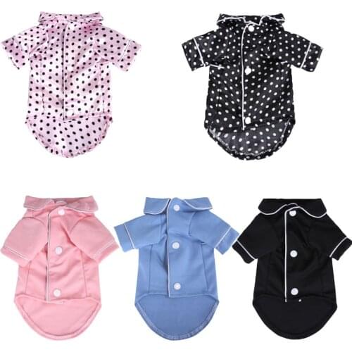 Soft Pet Clothes Dog Shirt Pajamas For Small Dogs Teacup Teddy Solid/Dot Hoodies Tshirt Summer Cozy Adorable Pyjamas Outfits XS