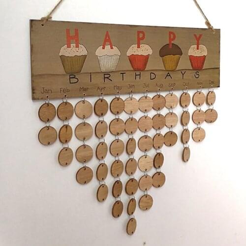 DIY Wall Calendar Birthday Printed Reminder Wooden Board with Tags Special Dates Reminder Home HANGing Decoration