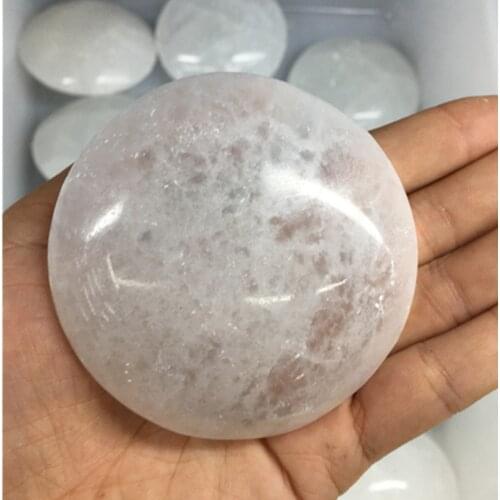 Natural Selenite Carved Healing Crystal Palm Stone Wicca Decor Point White Plate Gift