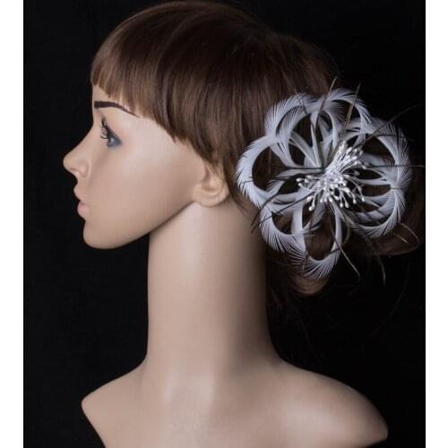 Fancy Color Fascinator Headwear Colorful Mesh Feather Flower Kawaii Party Show Hair Accessories Millinery Cocktail Hats MYQ091