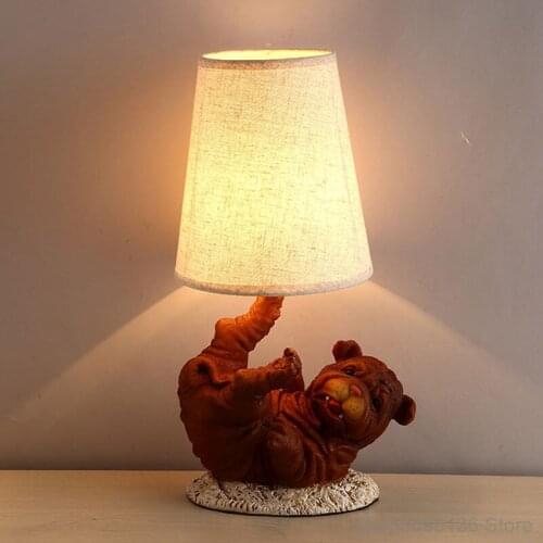 Nordic Puppy Dog Table Lamp for Living Room Bedroom Bedside Hotel Bar Children Holiday Gift Modern LED Desk Lamps Standing Light