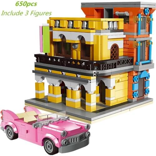 NEW 2020 Creator City Street View Cuban Town Coffee Shop Building Blocks Kit Bricks Classic Model Kids Toys For Children Gifts