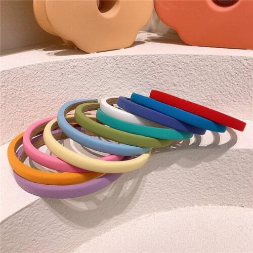 2021 New Fashion Sweet Girl Princess Hair Accessories Childrens Personality Simple Candy Color Sponge Hairband Headdress