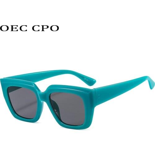 OEC CPO Fashion Square Sunglasses Women Vintage Blue Punk Sun Glasses Female Shades Plastic Frame Eyeglasses Men UV400 Oculos