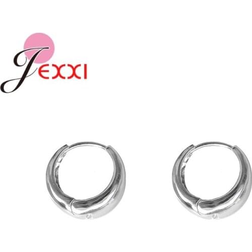 Authentic Silver 925 Jewelry Sparking Simple Design Ear Hoops Earrings For Women Sterling Silver Fine Jewelry Accessory