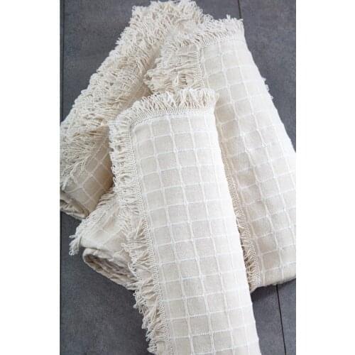 100 cotton Buldan Work Natural Cream Color Sofa Bed Cover (180*300 CM)