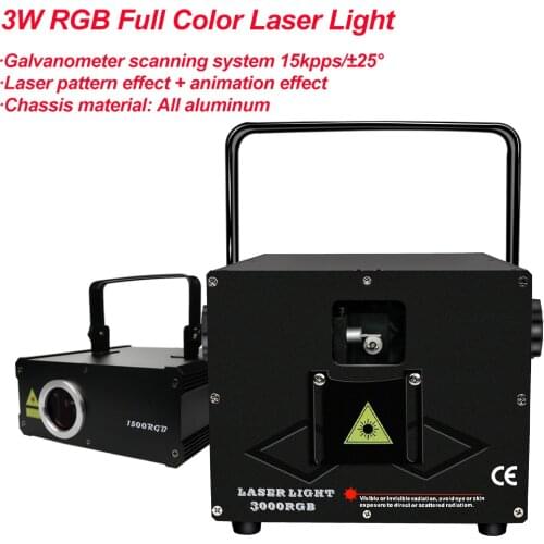 3W RGB Full Color Laser Light DJ Disco Light Music DMX512 Stage Projector Lighting Effect Lamp For Christmas KTV Home Party