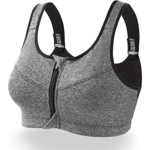 Sanderala Women Fitness Yoga Sportsbra Front Zipper Tops Wire Free Bra M-5XL Push Up Seamless Sportwear Breathable Underwear