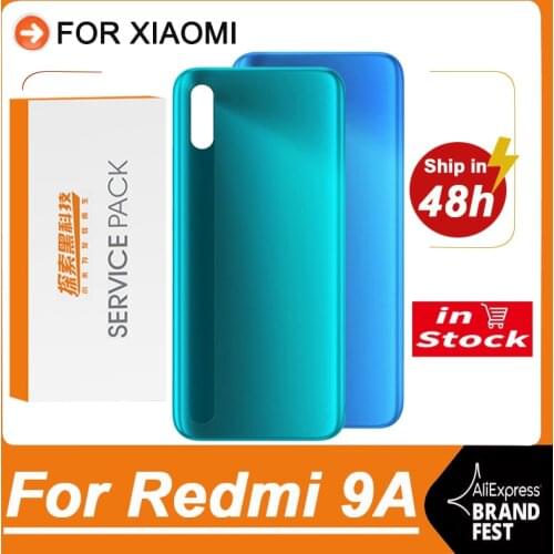 Back Housing Replacement For Xiaomi Redmi 9A Back Cover Battery Glass With Stickers For Xiaomi Redmi 9A Rear Cover