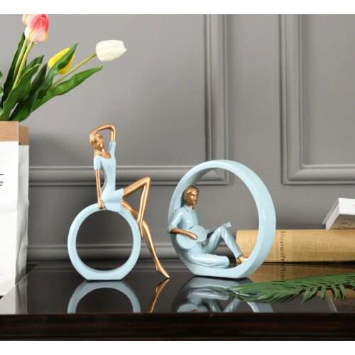 MODERN SIMPLE CREATIVE COUPLES CHARACTER ART SCULPTURE FIGURE FIGURINE RESIN CRAFTS DESKTOP DECORATIONS FOR HOME GIFT R3614