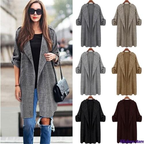 Slim Women Windbreaker 2020 Autumn Winter Casual Solid Women Coat Fashion Long Female Coats Large Size 5XL