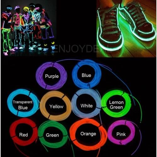 Waterproof Resistant 1m/2m/3m/5m Flexible Neon 10 Colors LED Lights Glowing EL Wire LED Strip Tube Car Dance Party Decoration