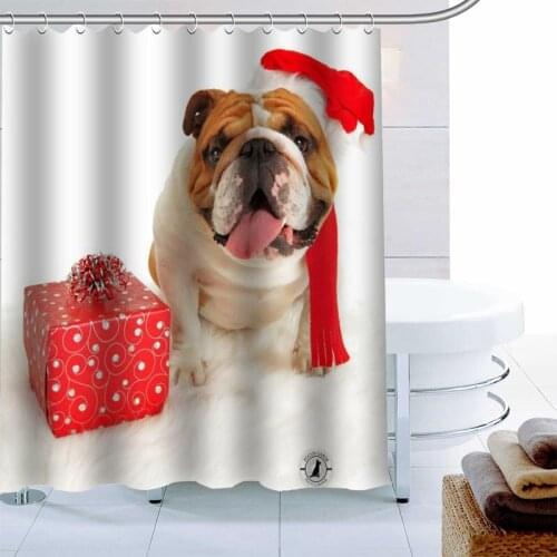 Custom Bulldog Animal Gift Shower Curtain Waterproof Fabric Bath Curtain 180X180cm Polyester Fabric Bathroom Curtain