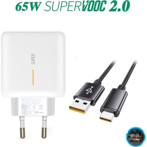 65W Supervooc 2.0 Fast Charger For OPPO Find X2 Pro X2 Lite Reno 5 5G 3 4 Pro Ace 2 X20 Realme X50Pro RX17 Pro Superdart Charger