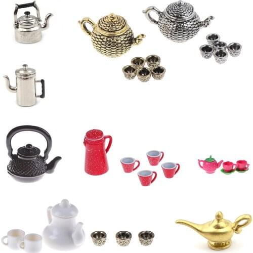 1/12 Mini Kettle Tea Pot Kitchen Model Toys for Doll House Simulation Furniture Toys for Children