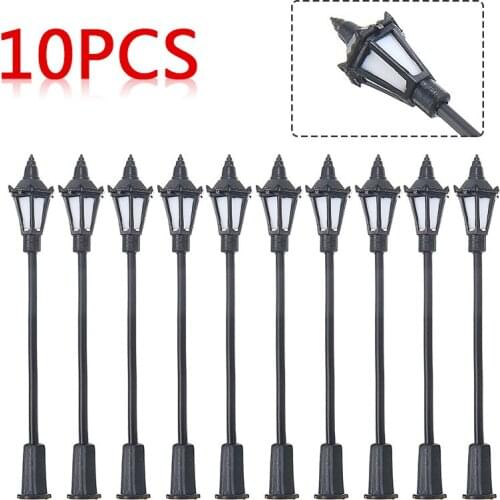 10pcs Mini Landscape Lights Model LED Street Lamppost Light Model 3V LED Sand Table Patio Lamps Decorative Ornaments Miniatures