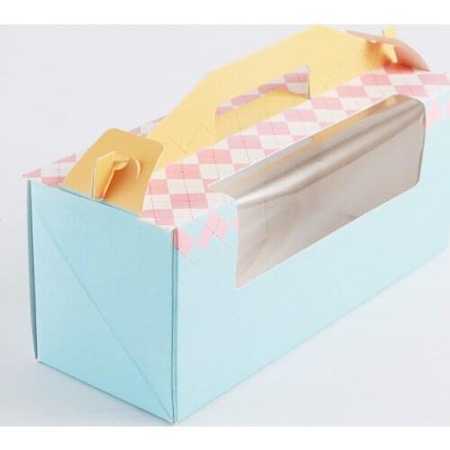 100pcs/lot Portable Cake Box With Window Towel Rolling Packaging Boxes Wedding Party Gift Boxes With handle Supplies Wholesale