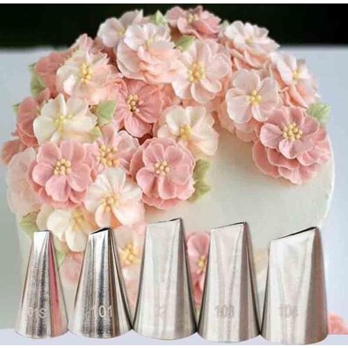 101S/101/102/103/104 Pastry Icing Piping Cake Nozzles Rose Flower Petal Stainless Steel Decorating Tip Cake Decorating Tools
