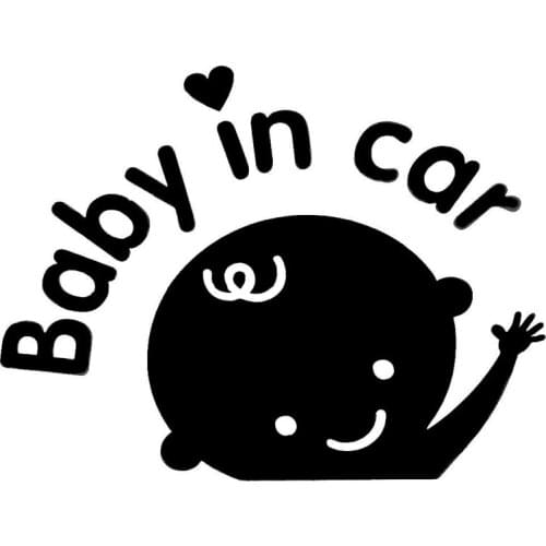 14.2*10.9CM BABY IN CAR Lovely Safety Sign Car Styling Stickers Vinyl Car Body Accessories Black/Silver C9-0003