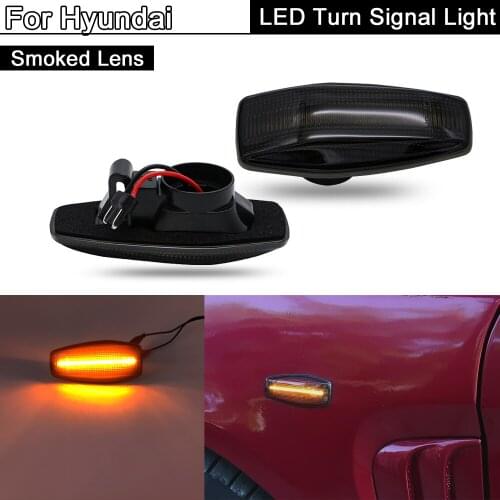 2Pcs Error Free Smoked Lens Front LED Side Marker Light Amber Turn Signal Lamp For Hyundai Sonata Tucson Elantra Tiburon Accent