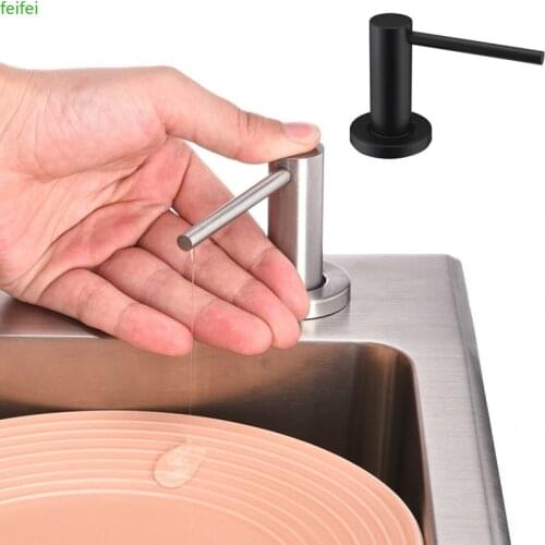 2Color Solid Stainless Steel Kitchen Sink Black Liquid Soap Dispenser Large Capacity Pump Soap Dispenser Liquid Detergent