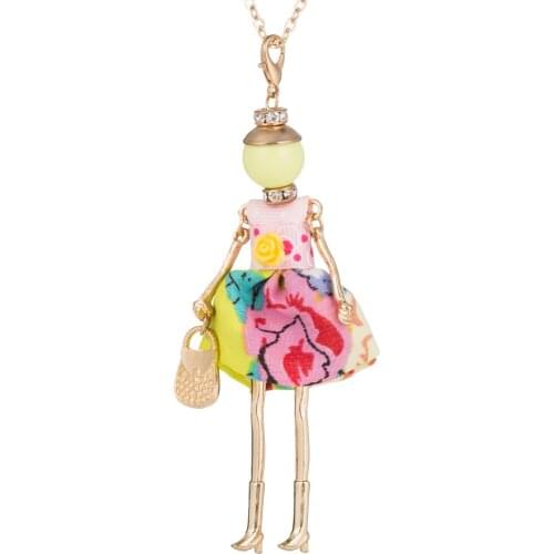 2017 Love family suite Child Necklace Cute Dress Doll Necklace Girls and Kids Sets Women Fashion Love Jewelry Christmas Gifts