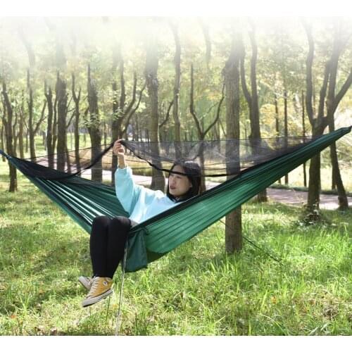 270 * 140cm Outdoor Portable Camping Ultra Light Nylon Double Hammock Parachute Cloth Mosquito Net Sleeping Bed Outdoor Hammock