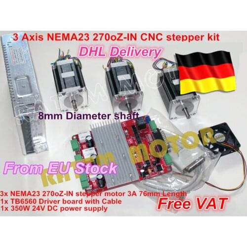 3 axis CNC stepper kit 3 NEMA23 76MM/3.0A 270oz-in stepper motor + 3 axis CNC board 3axis CNC controller board for CNC Router