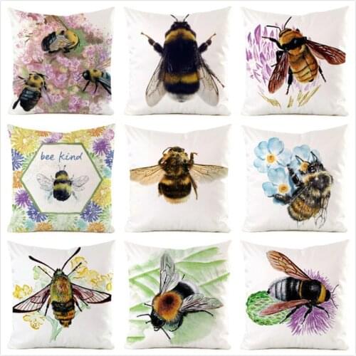 45cm*45cm **Bee** Inimitated Silk Fabric Throw Pillow Covers Couch Cushion Cover Home Decorative Pillows Pillow Case