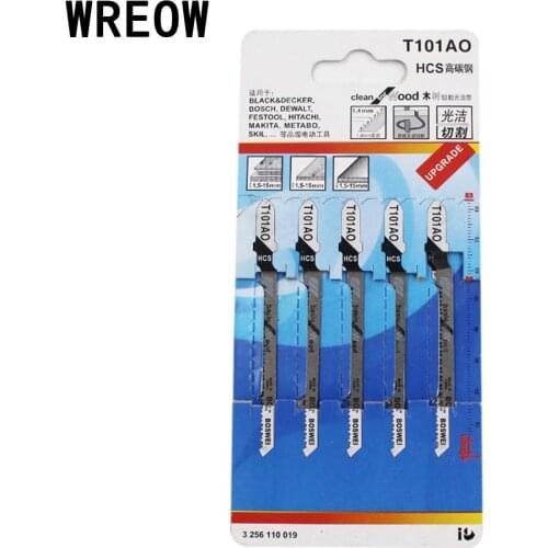 5pcs/Set HCS T-Shank Jig Saw Blade Set T101AO Jigsaw Blades Fast Cutting Woodworking Saw Blade for Wood PVC Boards Plastic