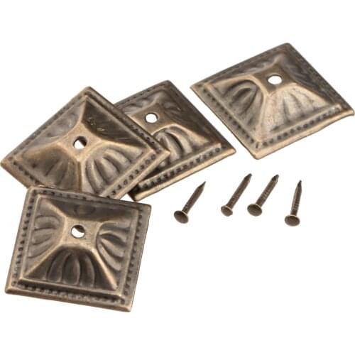 50Pcs Antique Square Nailhead Upholstery Decorative Nails Tack Stud Jewelry Wooden Box Furniture Pushpin Doornail Bronze 21x21mm