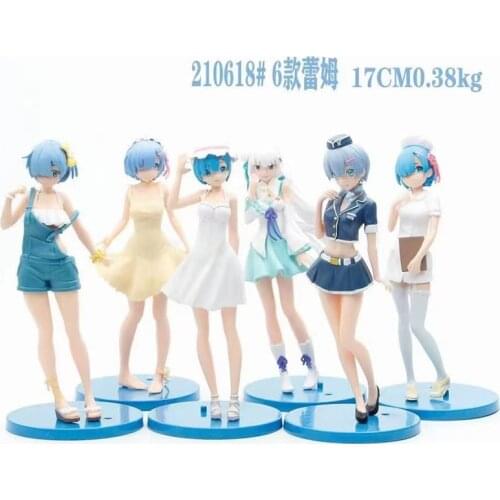 6pcs/lot 17cm Anime Re:Life In A Different World From Zero Rem Ram PVC Action Figure Collection Model Toys