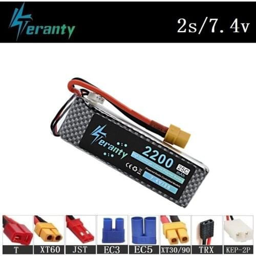 2s 2200mAh 7.4v Rechargeable Bettary for Rc Helicopter boat Robots 2s LiPo battery for Wltoys 12428 12423 RC toys Car 1PCS