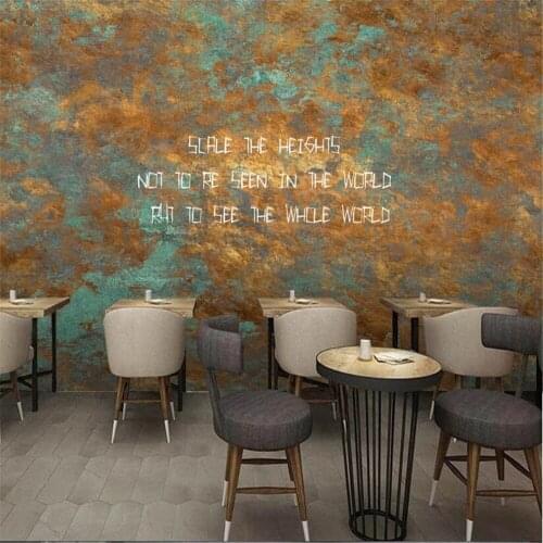 Milofi custom large wallpaper mural retro nostalgic rust iron sheet english alphabet coffee shop background wall