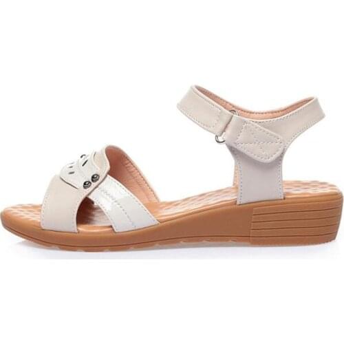 2020 New Summer Soft Bottom Genuine Leather Sandals Comfort Non-slip Wedge Sandals Fashion Casual Sandals Concise Women Sandals