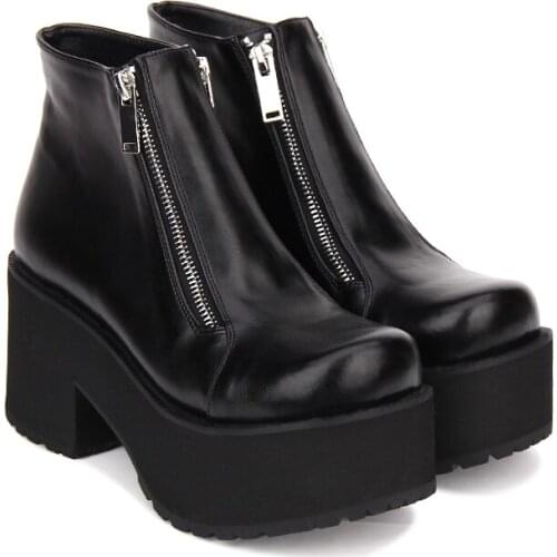 Angelic imprint New Arrival PU Leather Round Toe Punk style Platform Booties Ankle Boots Lolita Shoes Size 35-46