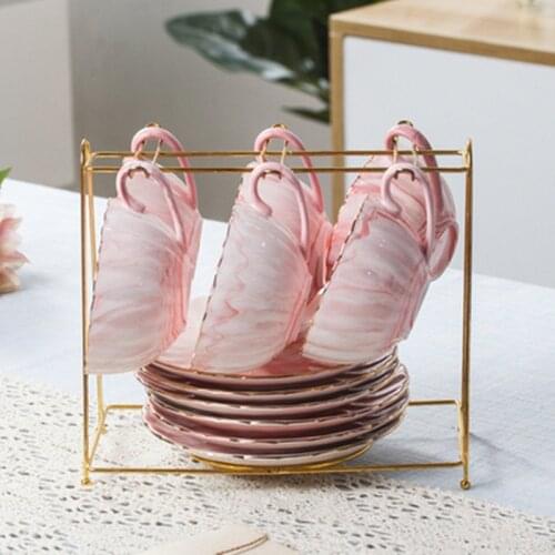 British Coffee Cup Dish Set With Holder European Luxury Retro Ceramic Milk Mugs Kit American creative office afternoon tea cup