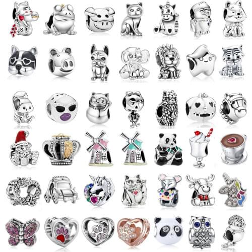 2021 New Silver Color Firecracker Bull Ox Dog Beads Charm Fit Pandora Bracelets & Necklaces for Women DIY Jewelry Gift Making