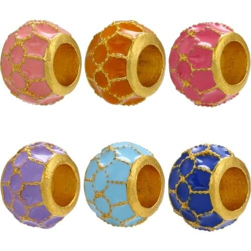 ZHUKOU Dripping oil Bead Summer Hollow Enamel Beads for Women DIY Handmade Necklace Bracelet Jewelry Accessories Wholesale VZ261