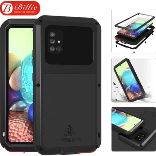 For Samsung Galaxy A71 5G Phone Case LOVE MEI Shock Dirt Proof Water Resistant Metal Armor Cover Phone Case for Galaxy A71 5G
